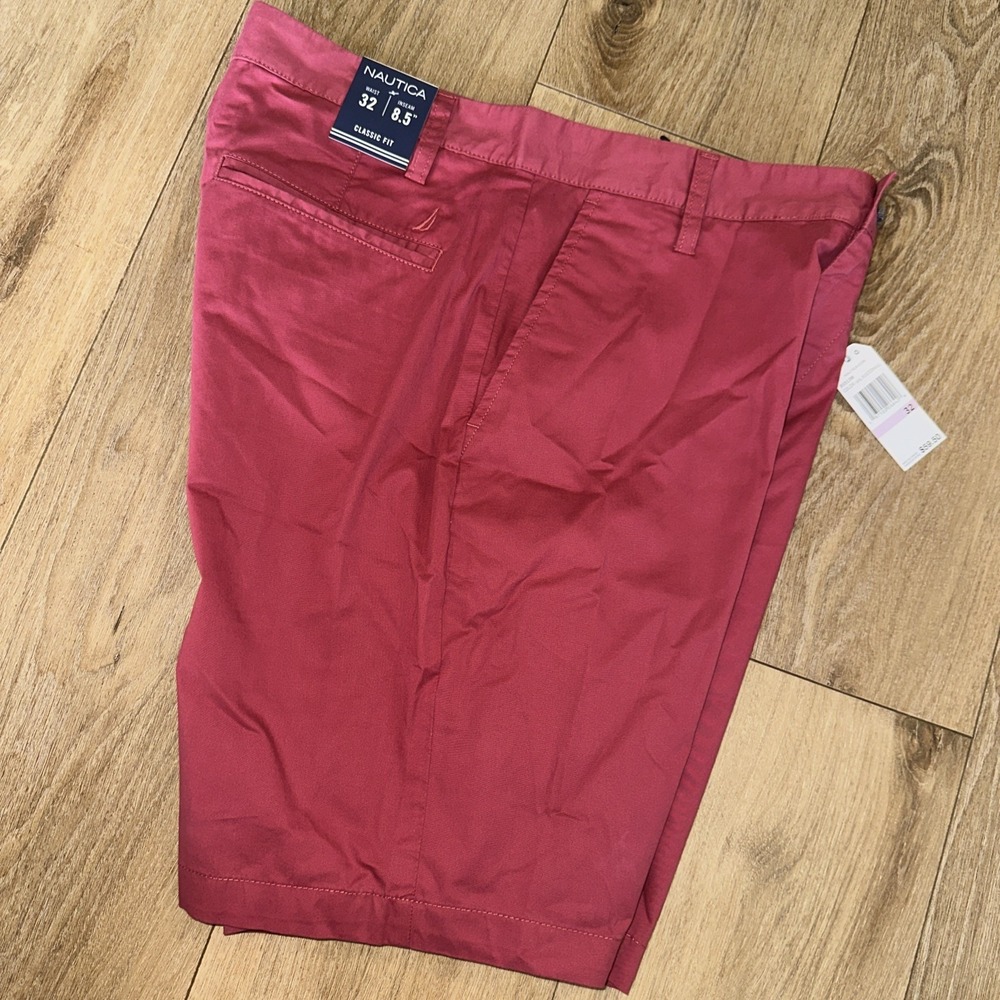 Nautica Men's Flat Front Stretch Chino Shorts Preppy Size 32 Rustedhull NEW